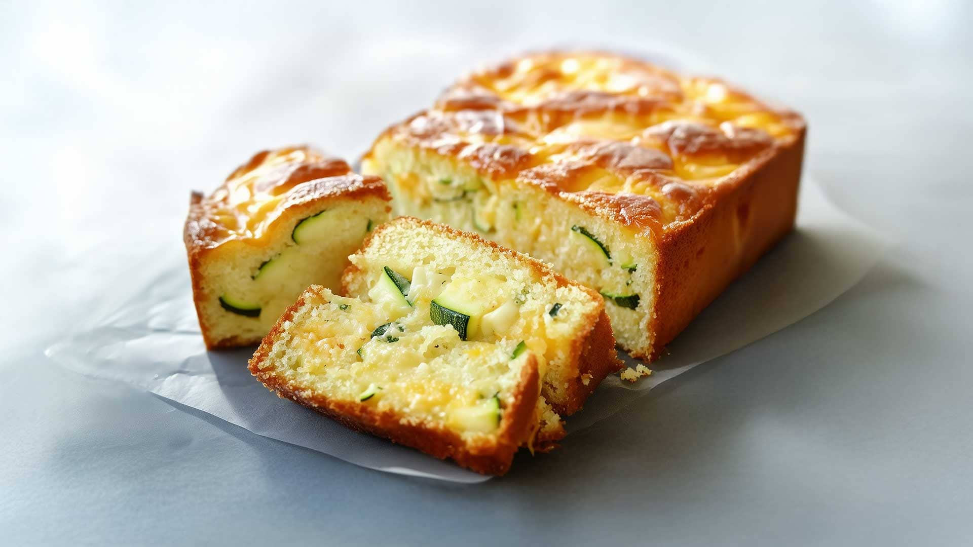 Kuchen mit Lachsforelle, Zucchini und Ziegenkäse