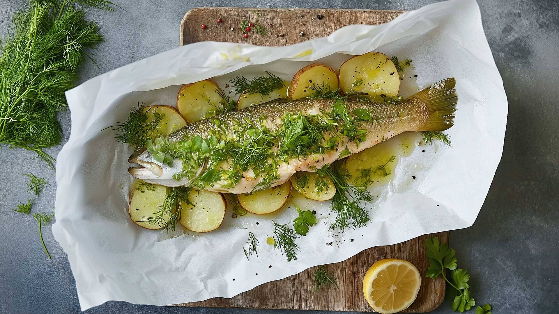 Truite aux herbes en papillote