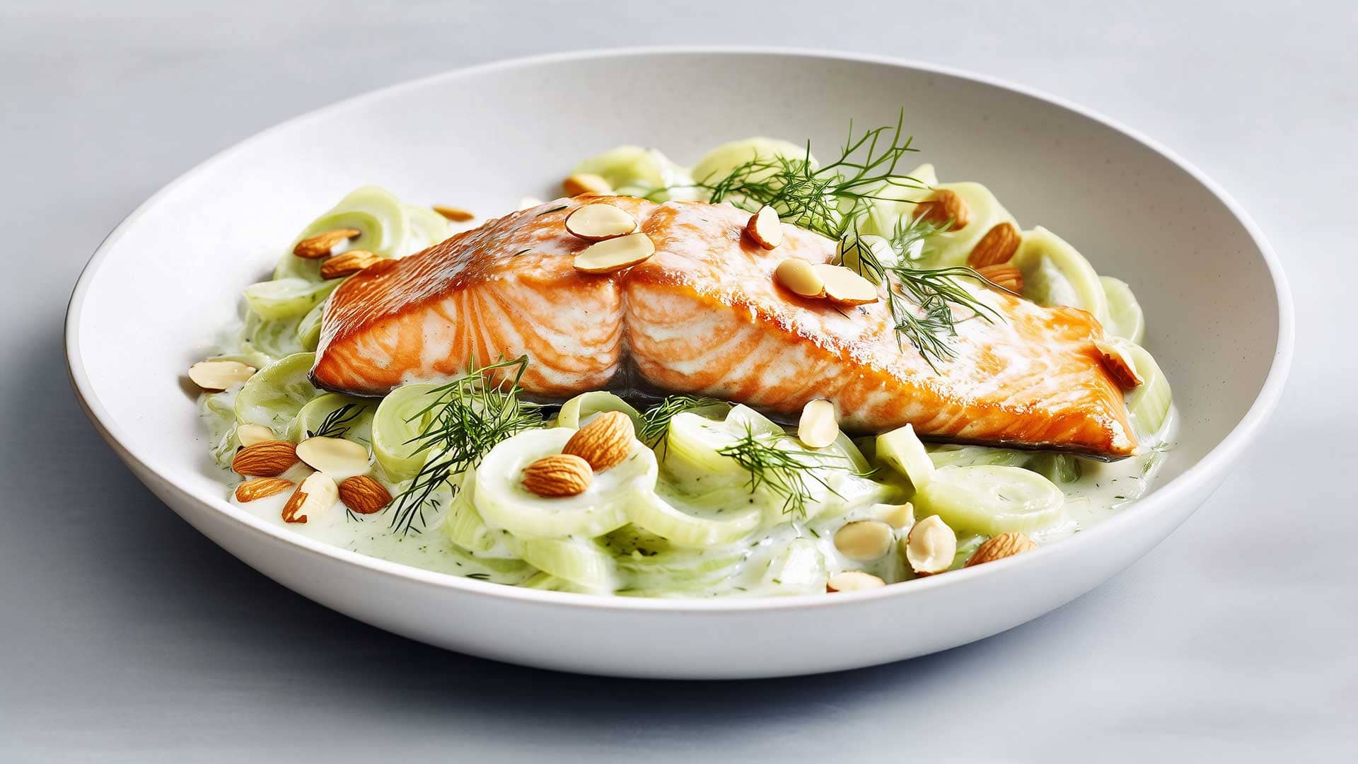 Lachsforelle auf Lauch mit Dill